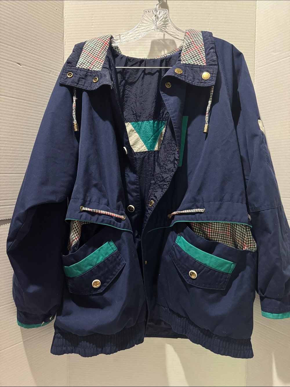 90’s Nostalgia Reversible Plaid Nautical Windbreaker